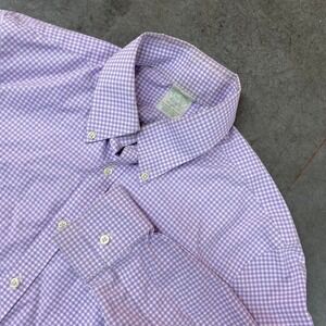 Brooks Brothers Purple Gingham Button Down Dress Shirt Milano Fit 15.5-32